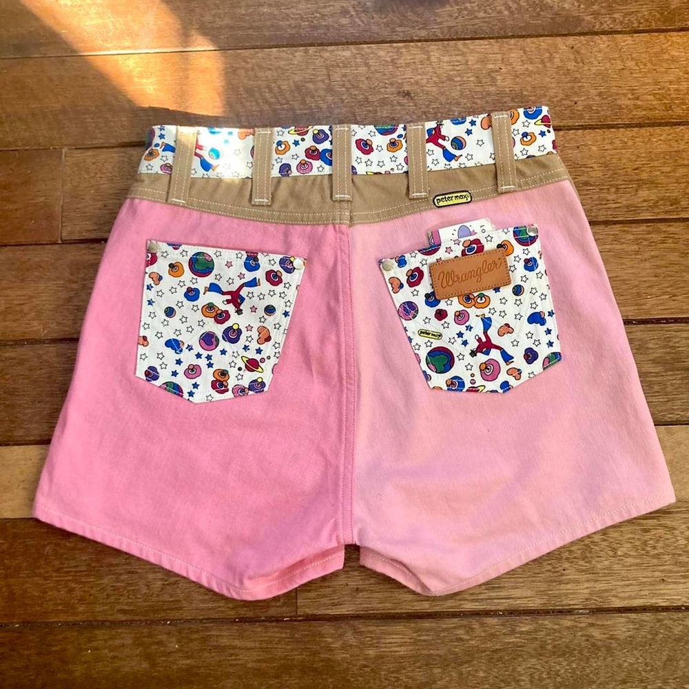Peter max x wrangler deadstock pink jean shorts